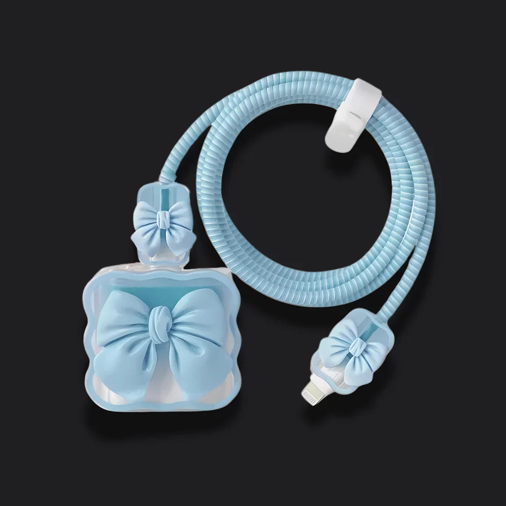 Sky Blue Bow Charger Protecter